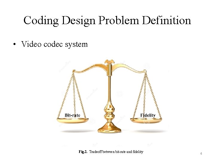 Coding Design Problem Definition • Video codec system Fig. 2. Tradeoff between bit-rate and