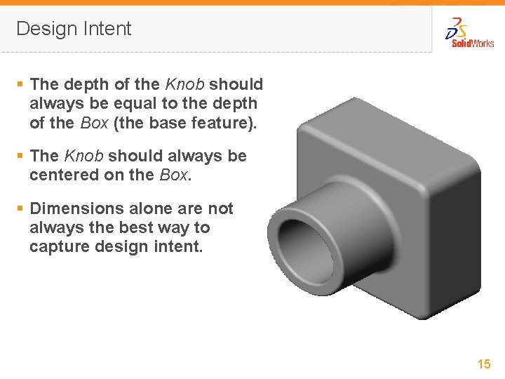 Design Intent § The depth of the Knob should always be equal to the