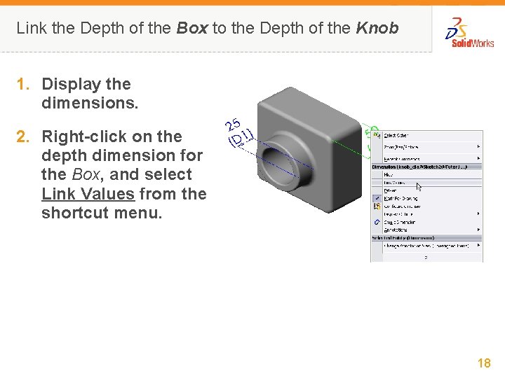 Link the Depth of the Box to the Depth of the Knob 1. Display