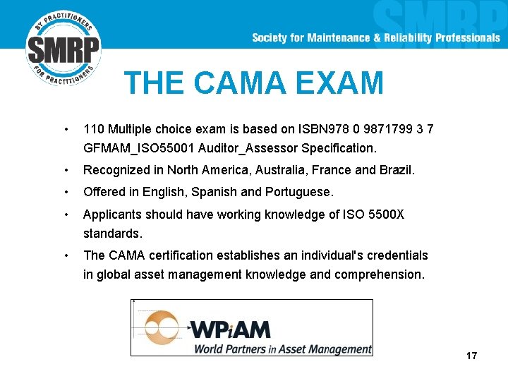 THE CAMA EXAM • 110 Multiple choice exam is based on ISBN 978 0