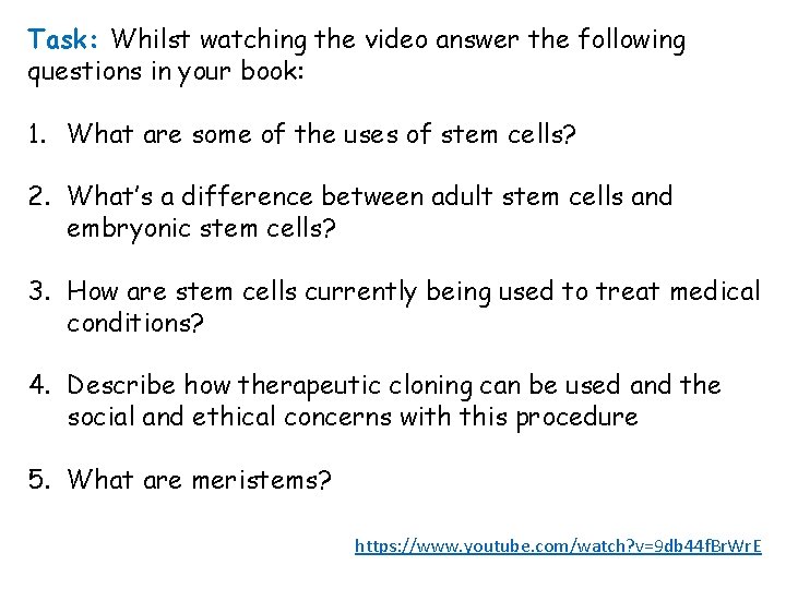 Task: Whilst watching the video answer the following questions in your book: 1. What