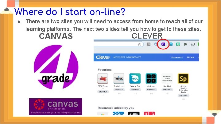 Where do I start on-line? ● There are two sites you will need to