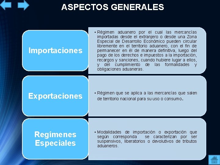 ASPECTOS GENERALES Importaciones • Régimen aduanero por el cual las mercancías importadas desde el