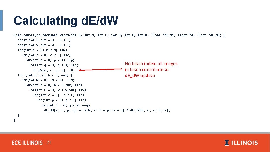 Calculating d. E/d. W void conv. Layer_backward_wgrad(int B, int M, int C, int H,