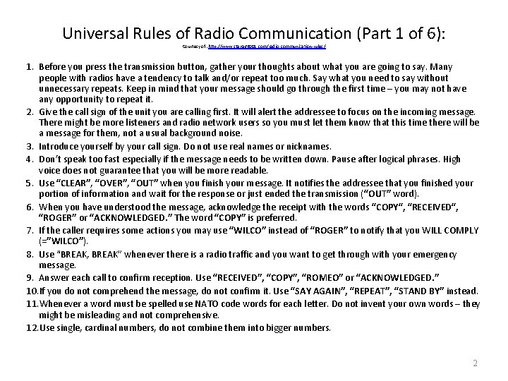 Universal Rules of Radio Communication (Part 1 of 6): Courtesy of: http: //www. stanag
