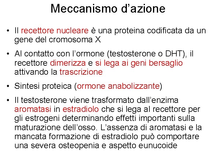 Meccanismo d’azione • Il recettore nucleare è una proteina codificata da un gene del