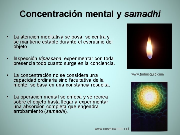 Concentración mental y samadhi • La atención meditativa se posa, se centra y se