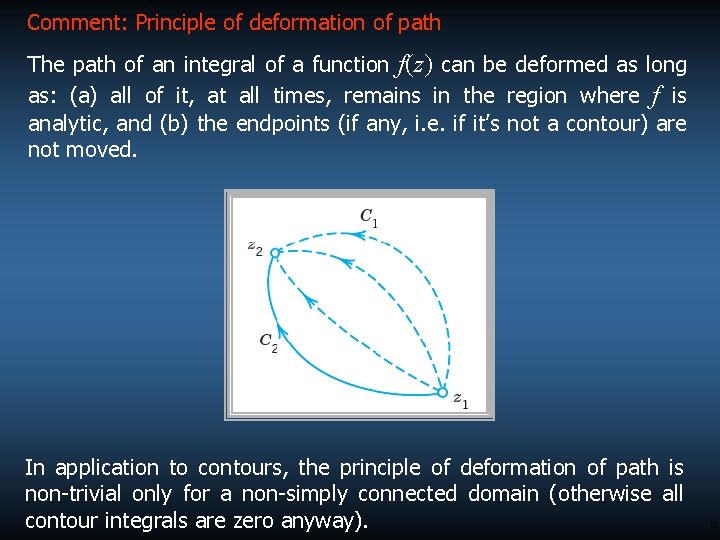 Comment: Principle of deformation of path The path of an integral of a function Comment: Principle of deformation of path The path of an integral of a function
