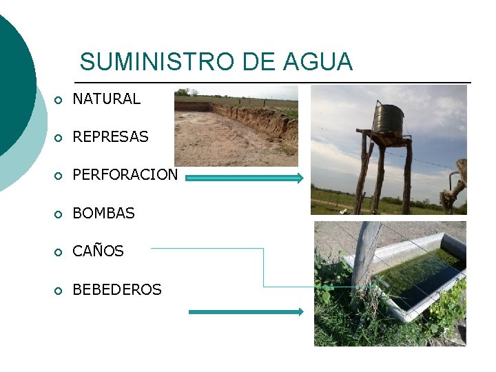 SUMINISTRO DE AGUA ¡ NATURAL ¡ REPRESAS ¡ PERFORACION ¡ BOMBAS ¡ CAÑOS ¡