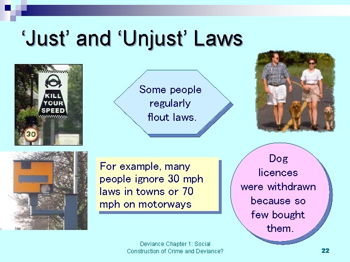 ‘Just’ and ‘Unjust’ Laws Some people regularly flout laws. For example, many people ignore