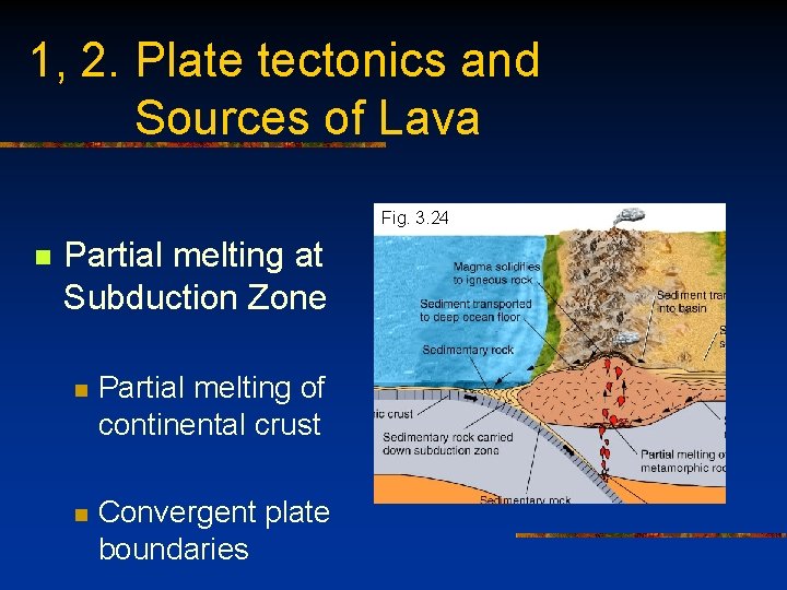 1, 2. Plate tectonics and Sources of Lava Fig. 3. 24 n Partial melting