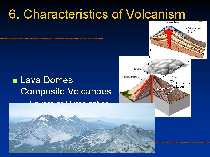 6. Characteristics of Volcanism n Lava Domes Composite Volcanoes n n Layers of Pyroclastics