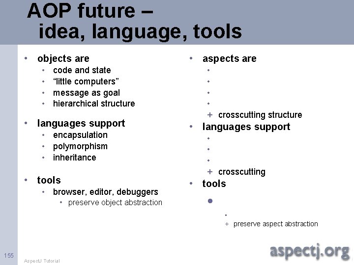 AOP future – idea, language, tools • objects are • • code and state