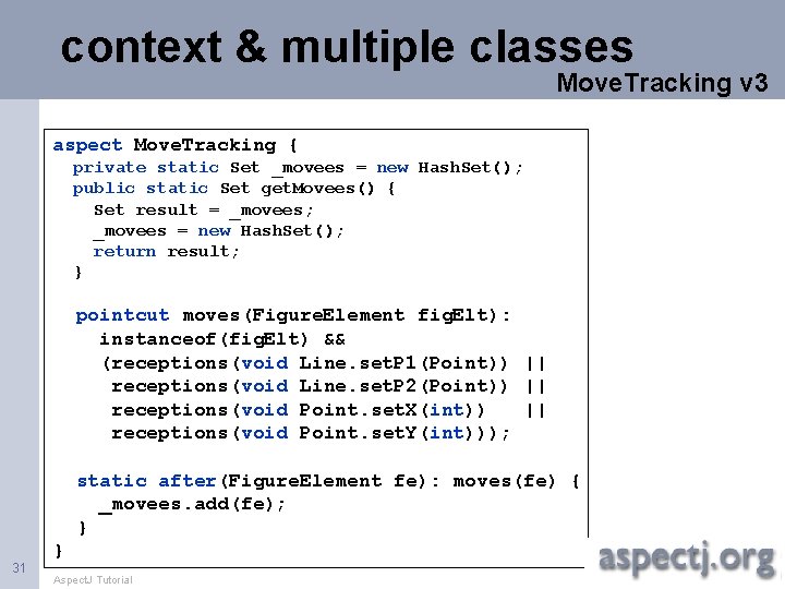 context & multiple classes Move. Tracking v 3 aspect Move. Tracking { private static