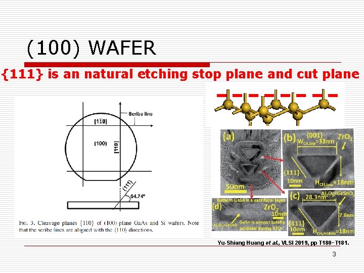 (100) WAFER {111} is an natural etching stop plane and cut plane Yu-Shiang Huang