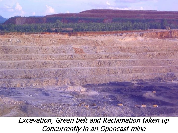 Excavation, Green belt and Reclamation taken up Concurrently in an Opencast mine 