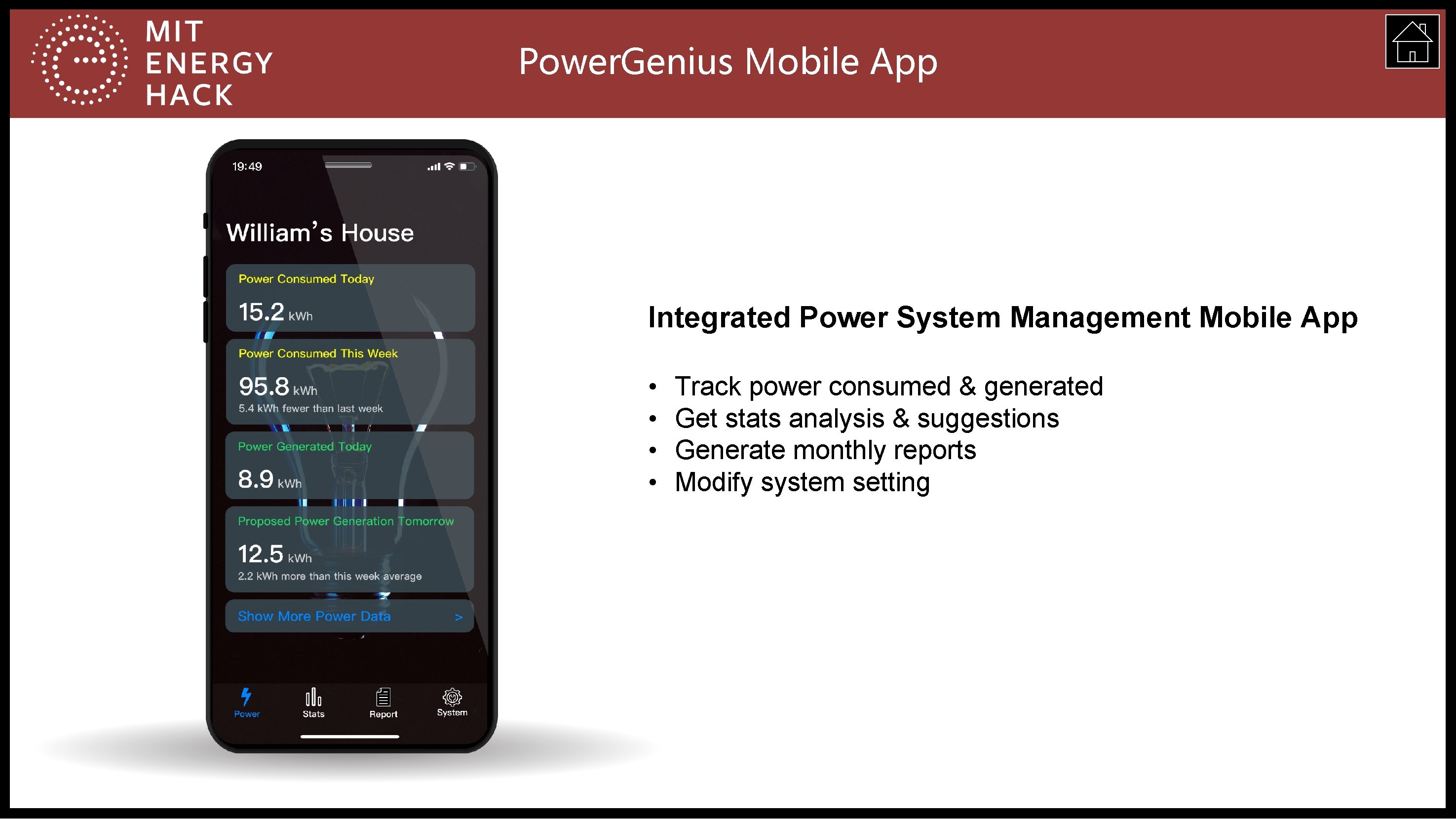 Power. Genius Mobile App Integrated Power System Management Mobile App • • Track power