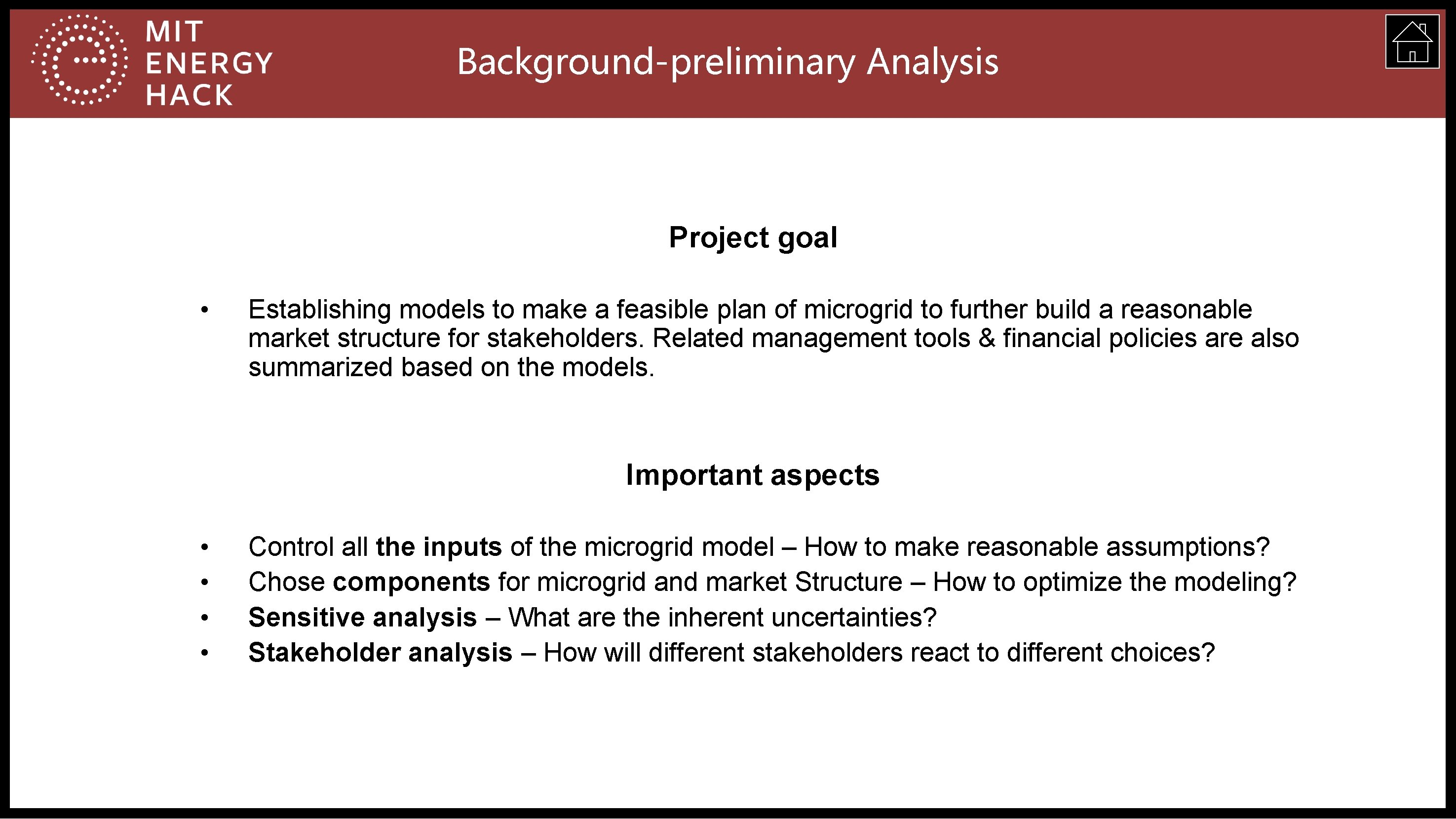 Background-preliminary Analysis Project goal • Establishing models to make a feasible plan of microgrid