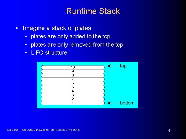 Runtime Stack • Imagine a stack of plates. . . • plates are only Runtime Stack • Imagine a stack of plates. . . • plates are only