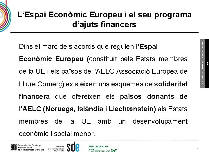 L‘Espai Econòmic Europeu i el seu programa d‘ajuts financers Econòmic Europeu (constituït pels Estats