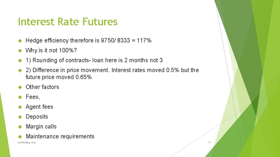 Interest Rate Futures Hedge efficiency therefore is 9750/ 8333 = 117% Why is it