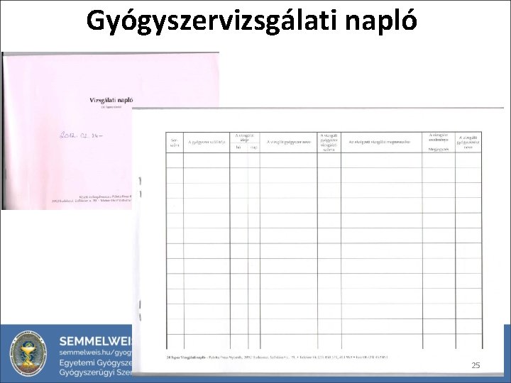 Gyógyszervizsgálati napló 25 