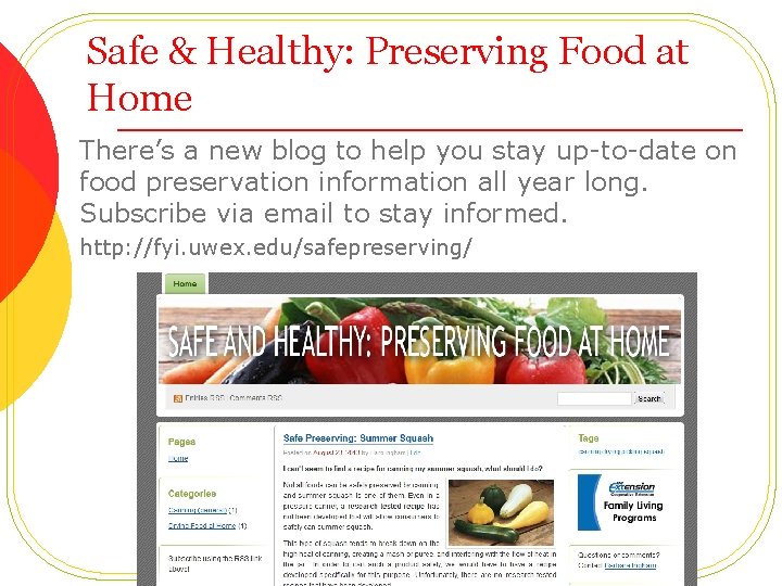 Safe & Healthy: Preserving Food at Home There’s a new blog to help you