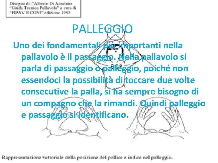 PALLEGGIO Uno dei fondamentali più importanti nella pallavolo è il passaggio. Nella pallavolo si