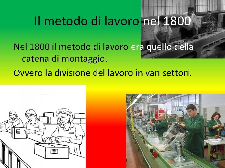 Il metodo di lavoro nel 1800 Nel 1800 il metodo di lavoro era quello