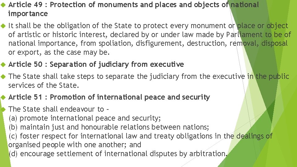  Article 49 : Protection of monuments and places and objects of national importance