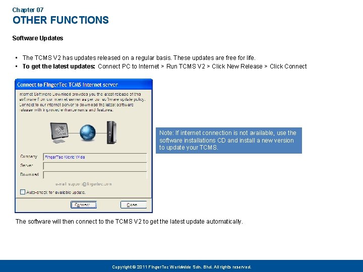 Chapter 07 OTHER FUNCTIONS Software Updates • The TCMS V 2 has updates released