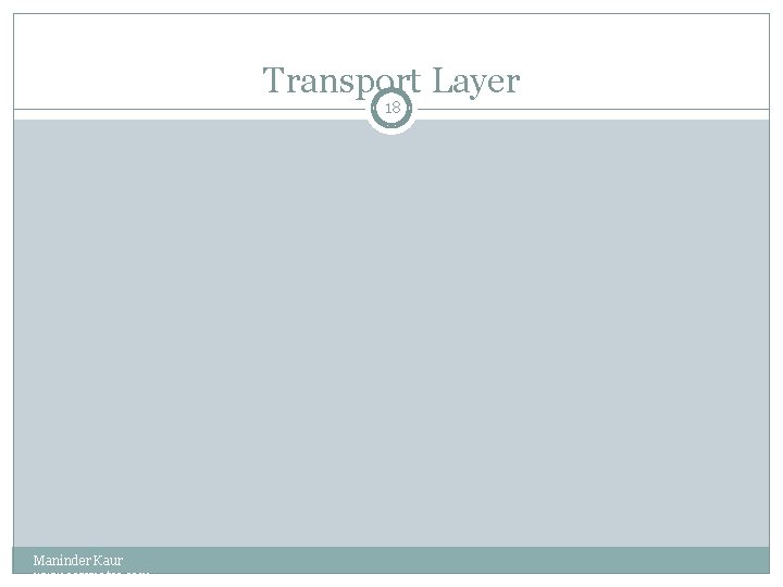 Transport Layer 18 Maninder Kaur www. eazynotes. com 