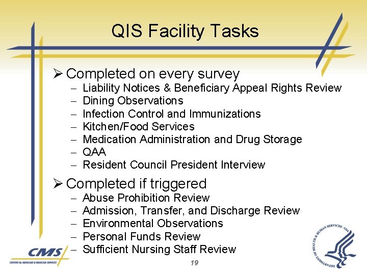 QIS Facility Tasks Ø Completed on every survey – – – – Liability Notices