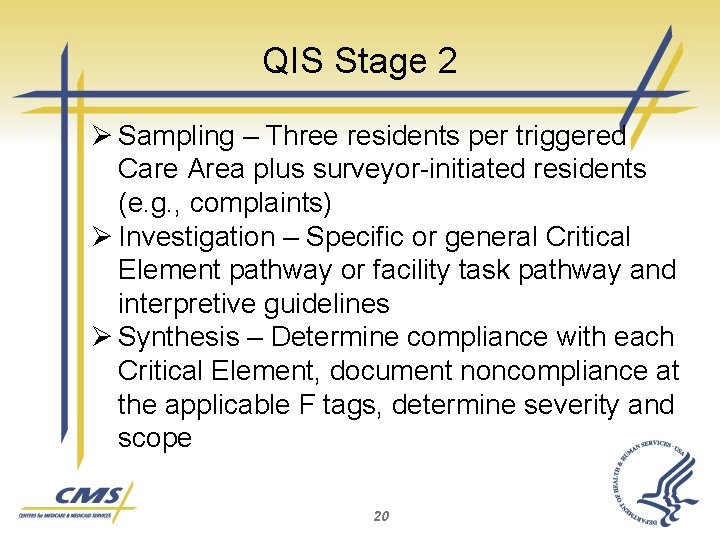 QIS Stage 2 Ø Sampling – Three residents per triggered Care Area plus surveyor-initiated