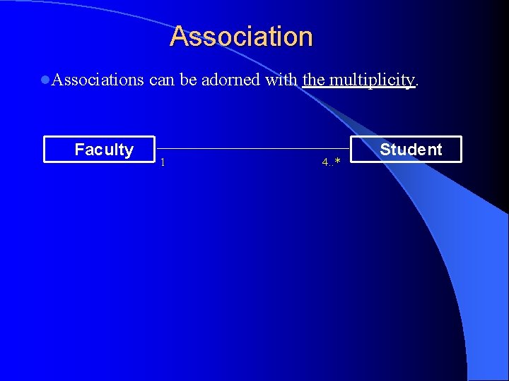 Association l. Associations Faculty can be adorned with the multiplicity. 1 4. . *