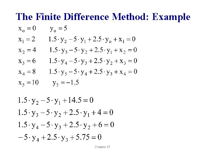 The Finite Difference Method: Example Chapter 27 