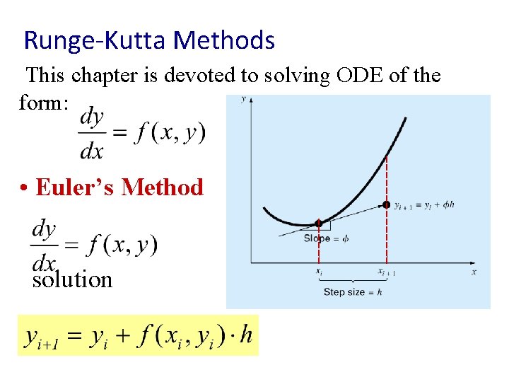 Runge-Kutta Methods This chapter is devoted to solving ODE of the form: • Euler’s