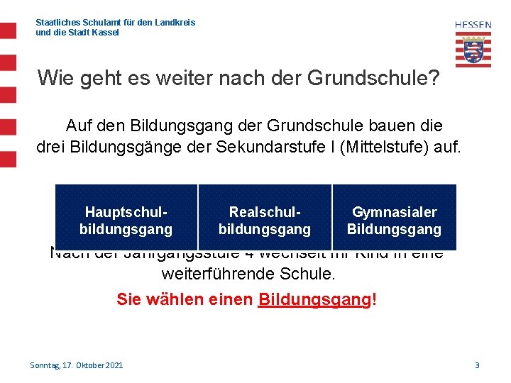 Staatliches Schulamt für den Landkreis und die Stadt Kassel Wie geht es weiter nach