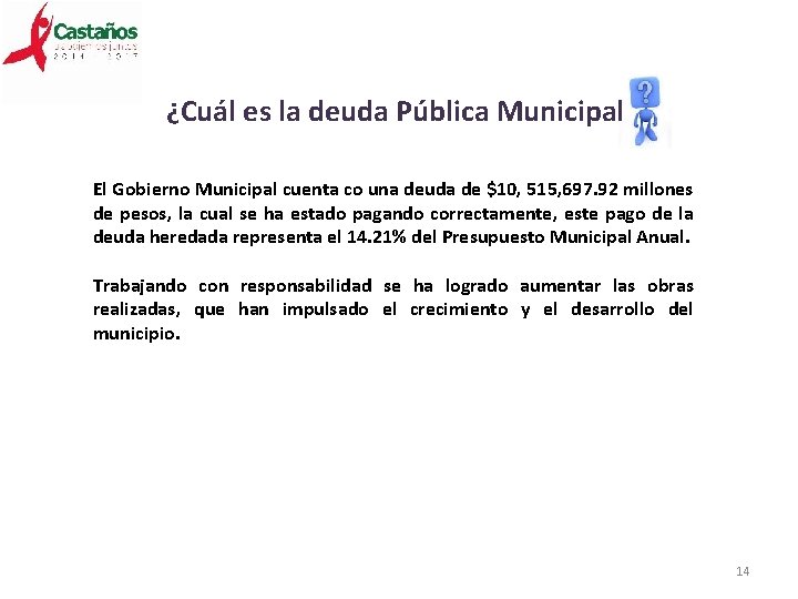 ¿Cuál es la deuda Pública Municipal El Gobierno Municipal cuenta co una deuda de