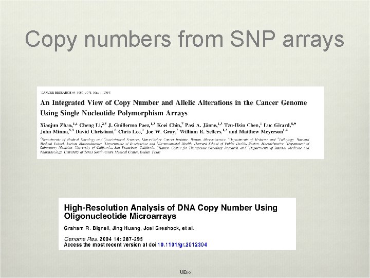 Copy numbers from SNP arrays 