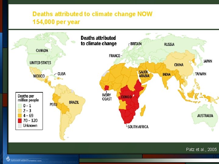 Deaths attributed to climate change NOW 154, 000 per year Patz et al. ,