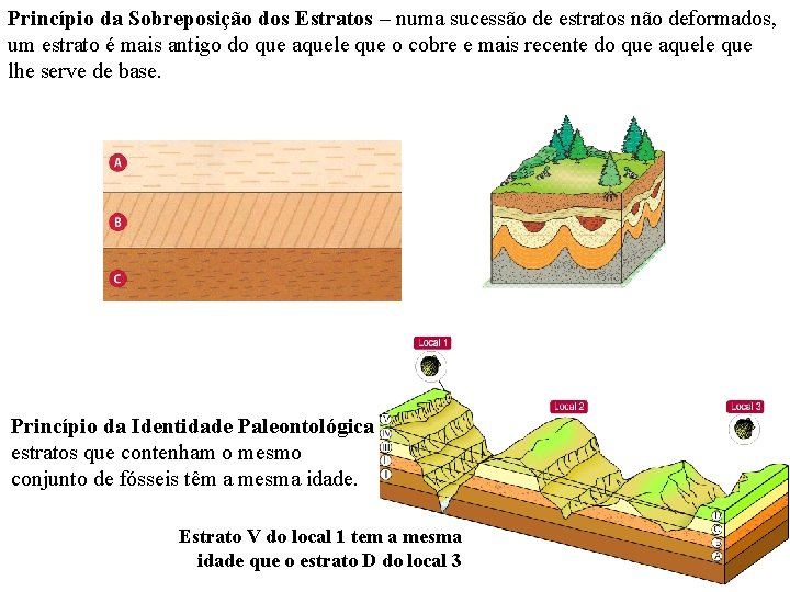 Princípio da Sobreposição dos Estratos – numa sucessão de estratos não deformados, um estrato