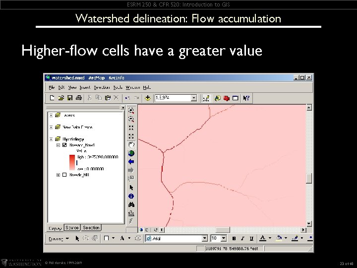 ESRM 250 & CFR 520: Introduction to GIS Watershed delineation: Flow accumulation Higher-flow cells