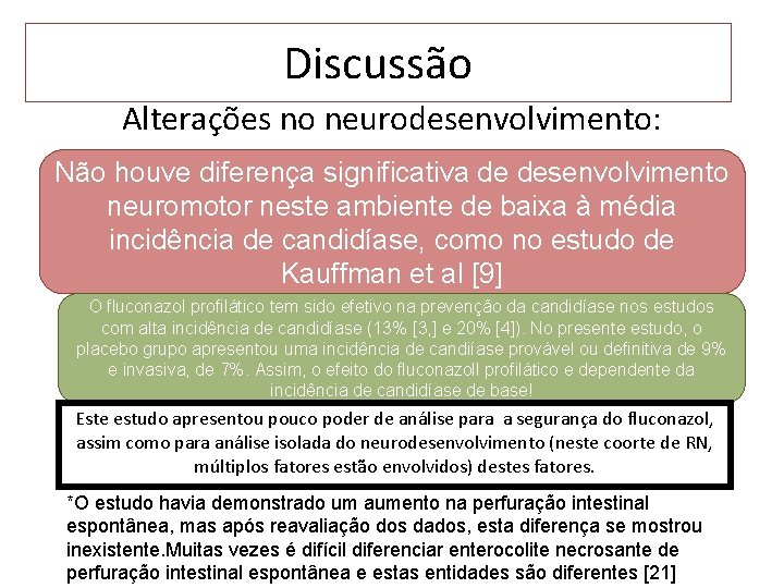 Discussão Alterações no neurodesenvolvimento: Não houve diferença significativa de desenvolvimento neuromotor neste ambiente de