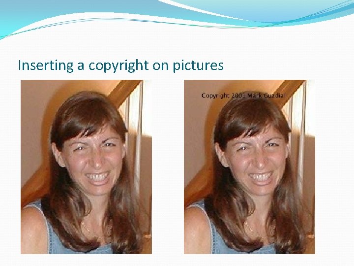 Inserting a copyright on pictures 