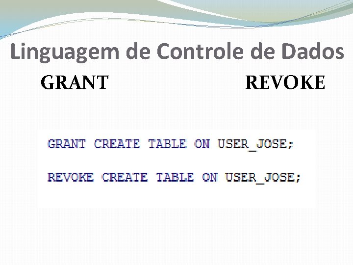 Linguagem de Controle de Dados GRANT REVOKE 