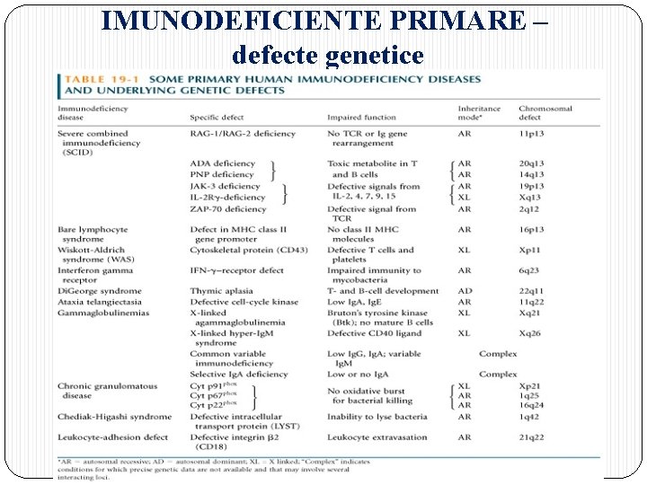 IMUNODEFICIENTE PRIMARE – defecte genetice 