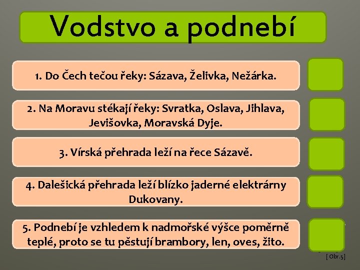 Vodstvo a podnebí 1. Do Čech tečou řeky: Sázava, Želivka, Nežárka. 2. Na Moravu