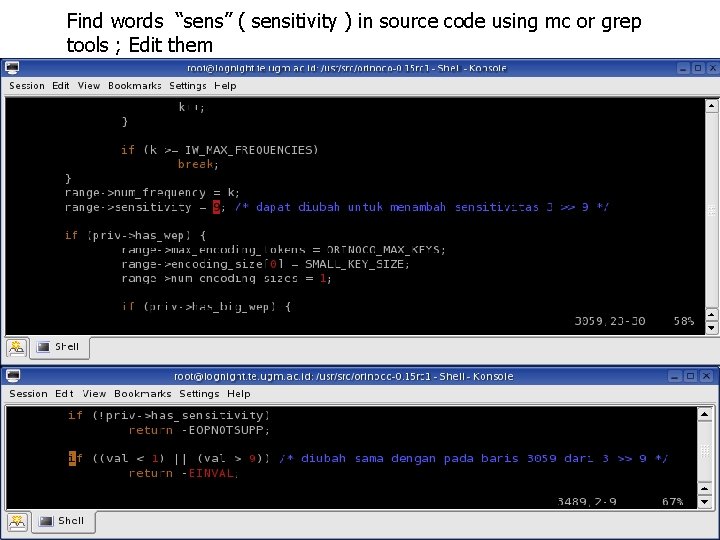 Find words “sens” ( sensitivity ) in source code using mc or grep tools