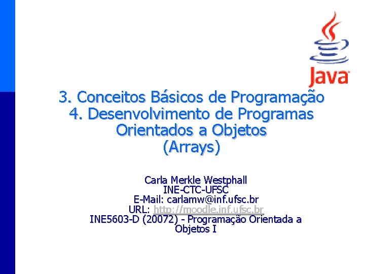 3. Conceitos Básicos de Programação 4. Desenvolvimento de Programas Orientados a Objetos (Arrays) Carla